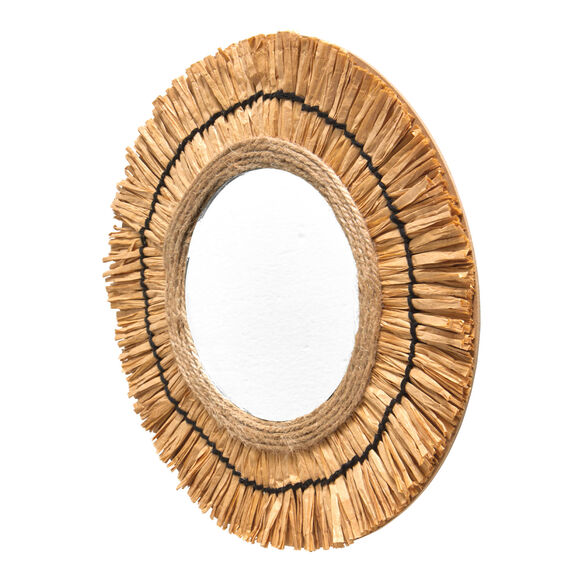Miroir mural rond effet raphia (naturel)