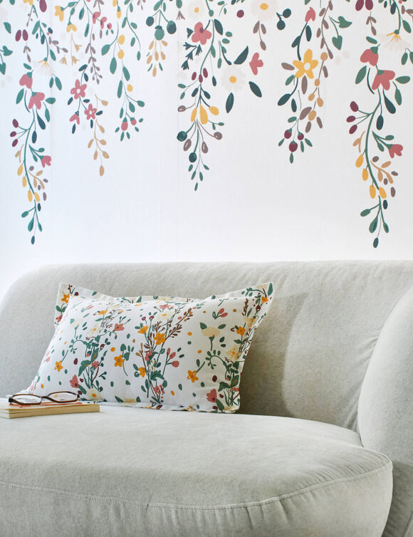 Coussin fleuri C&eacute;leste (blanc / multicolore)