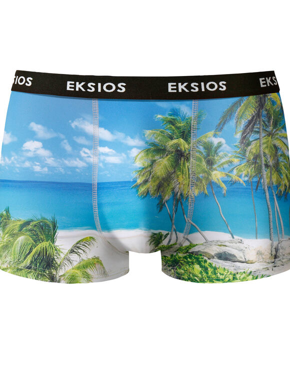 Bedrukte shorty in rekbare microvezel - set van 2 (groen)