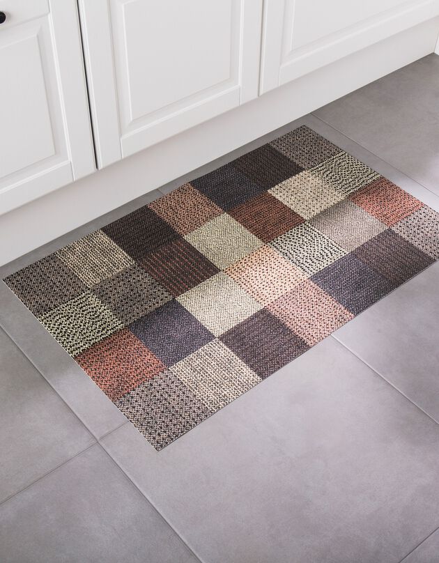 Tapis vinyle effet damier, marron Tapis vinyle effet damier, marron, hi-res
