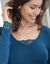Tee-shirt manches longues chaleur seconde peau et détails dentelle (bleu nuit)