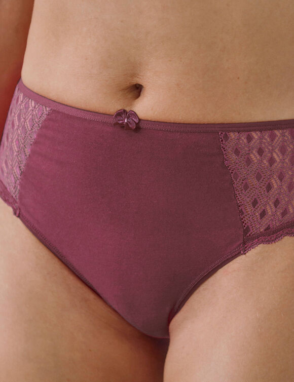 Culotte maxi coton dentelle unie Coria - lot de 2 (bordeaux)