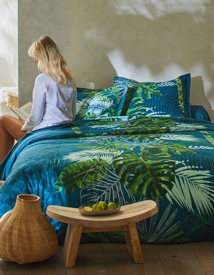 Bedlinnen Cayenne, in katoen met palmboomprint (groen)