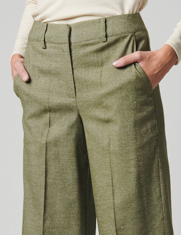 Pantalon large en tweed (kaki)