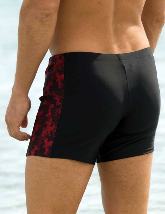 Boxer de bain mi-long (noir / rouge)