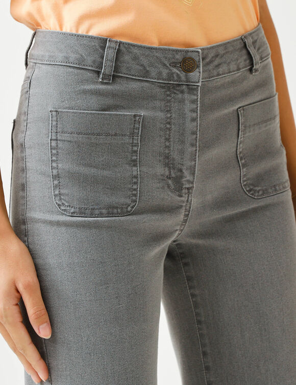 Jean coupe large taille haute, petite stature (gris)