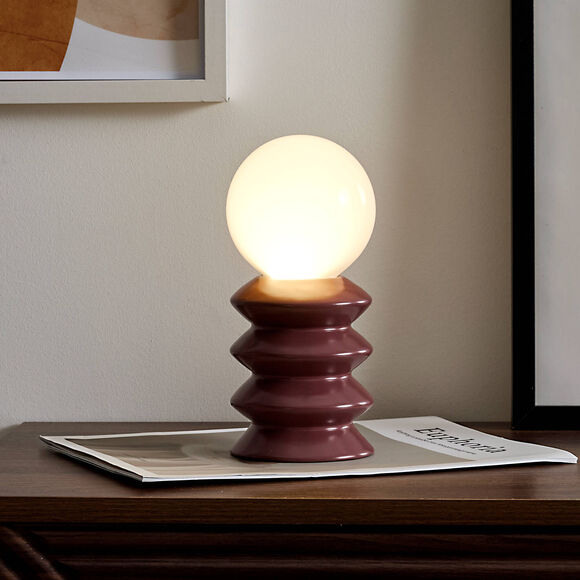 Staande ledlamp op batterijen, in keramiek (terracotta)
