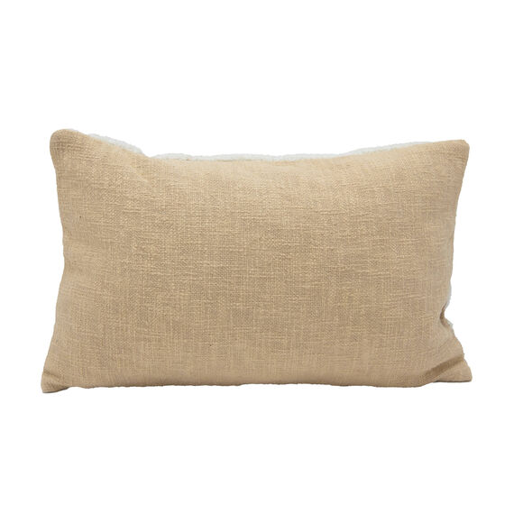 Rechthoekig kussen met getufte bladeren (naturel / ecru)