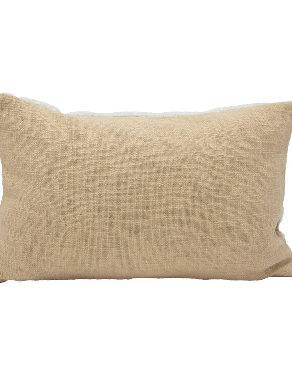 Coussin rectangulaire feuilles tuft&eacute;es (naturel / &eacute;cru)