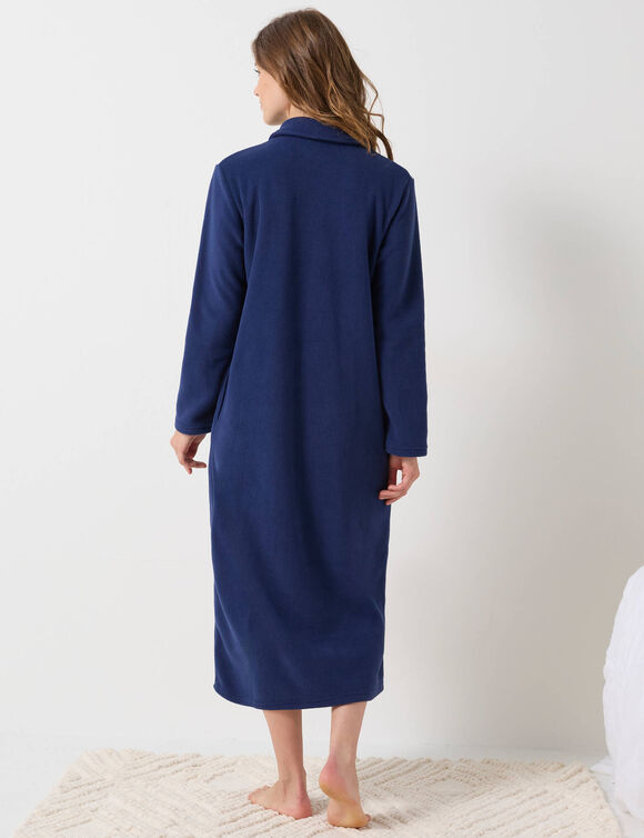 Lange kamerjas in fleece, Claudinekraagje (marine)