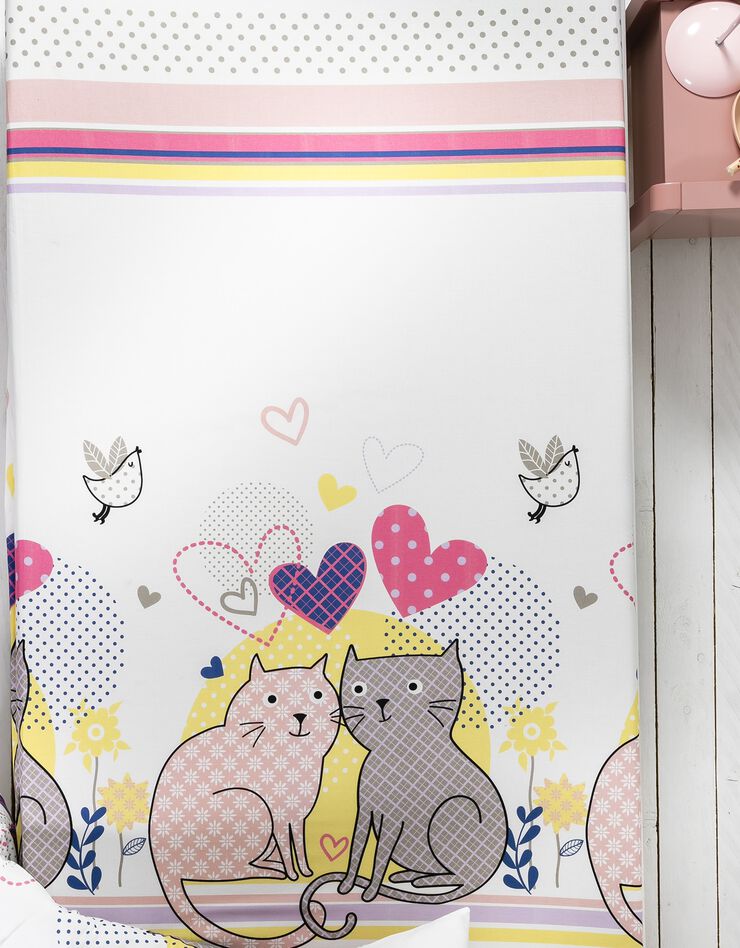 Linge de lit enfant à motifs chats Chamour 1 personne - coton (blanc)
