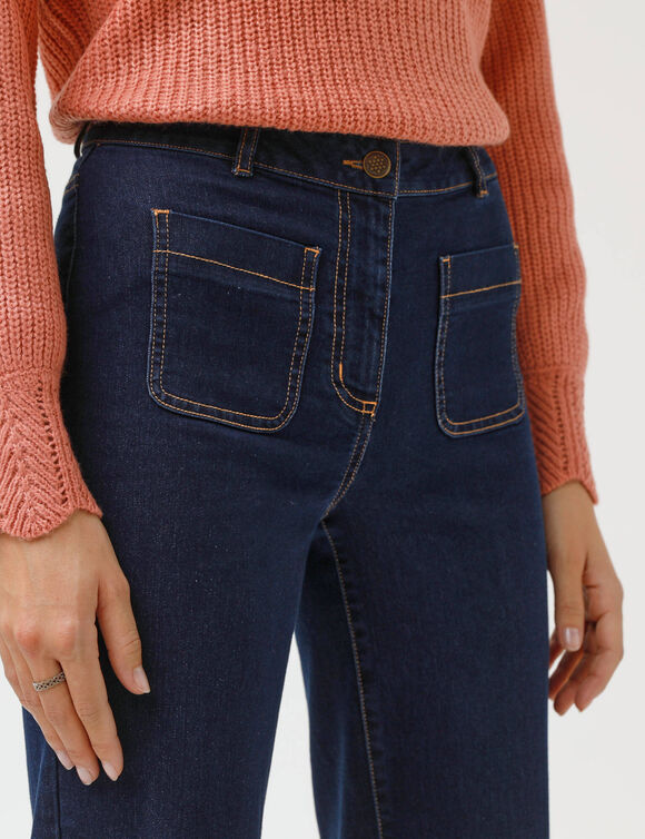 Jean coupe large taille haute, petite stature (brut)