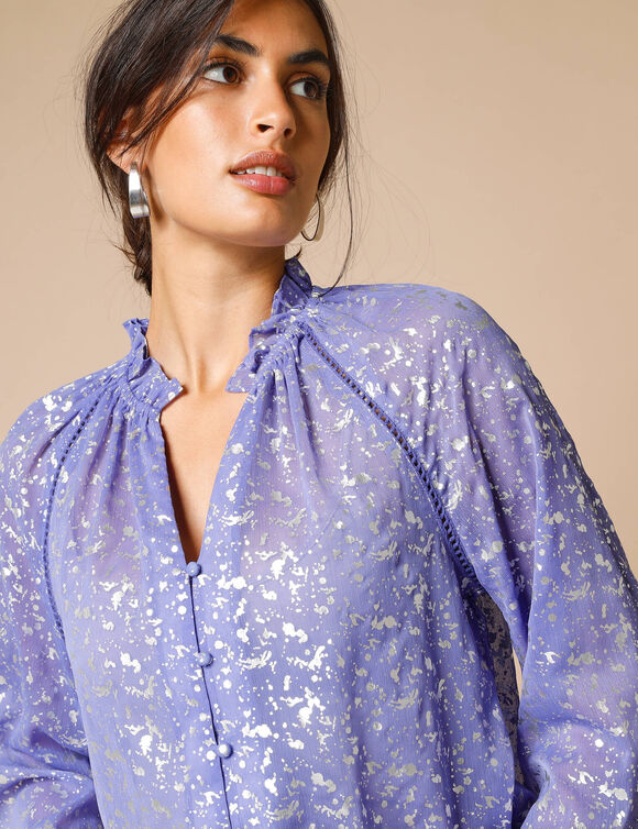 Chemise voile uni, surimpression argentée (iris)