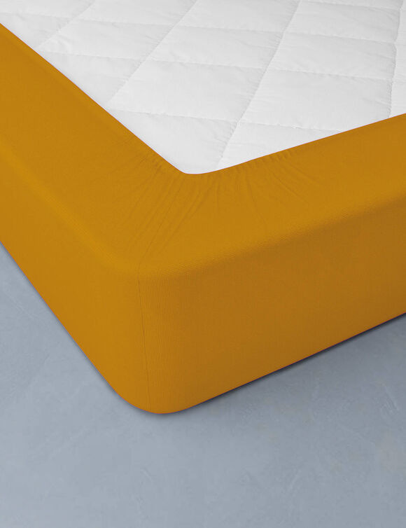 Drap-housse uni coton bonnet 32 cm (miel)