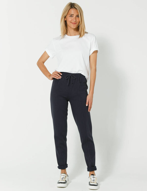 Pantalon jogging, molleton gratté (marine)