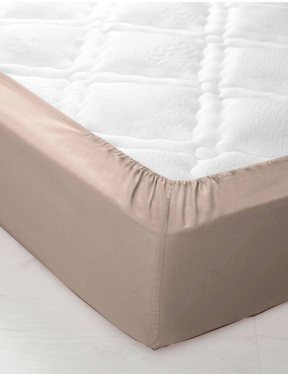 Effen hoeslaken in katoen, hoekdiepte 32 cm (grijsbeige)