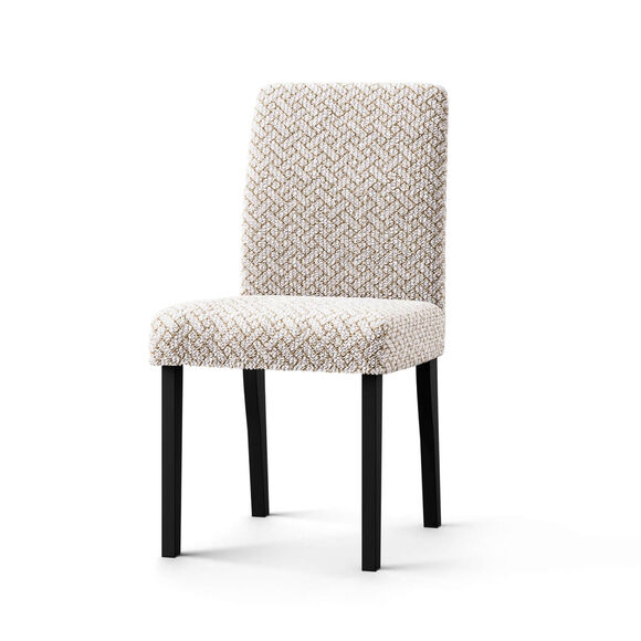 Bi-rekbare, grafische stoelhoes in gewafelde microvezel (beige)