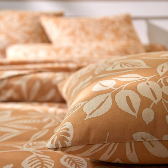 Linge de lit C&eacute;line en coton imprim&eacute; floral (caramel)