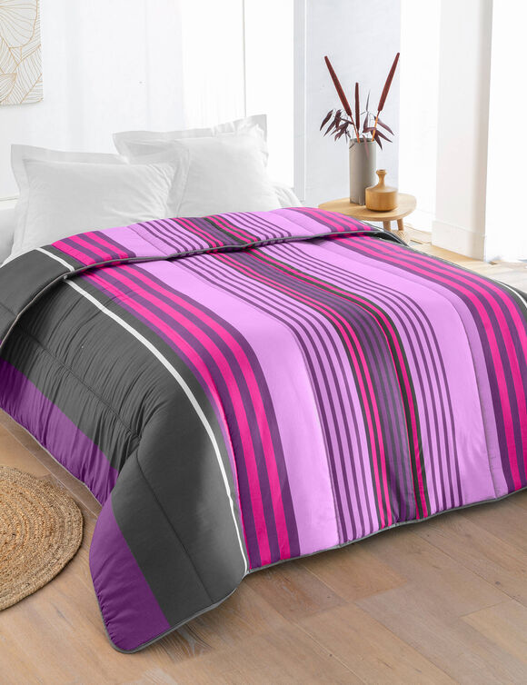 Couette coton imprimée Detroit 200 g/m² (prune)