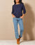 Trui met ronde hals, kabeltricot (marine)