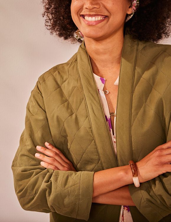 Veste matelassée col kimono (kaki)
