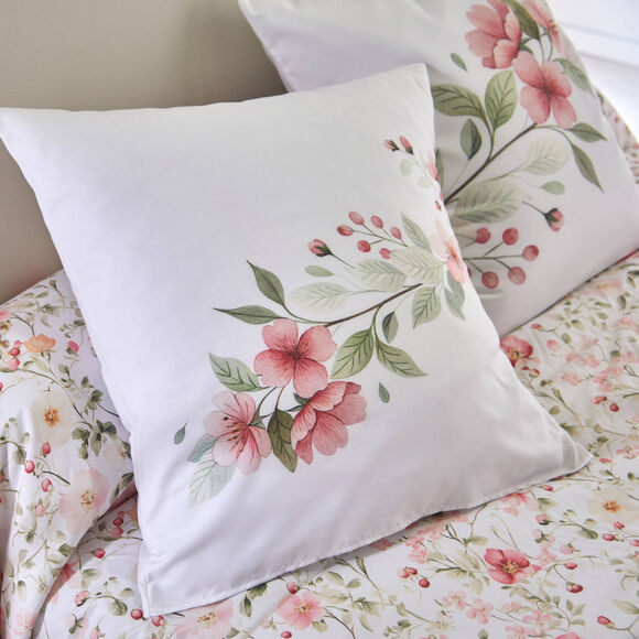Couvre-lit matelassé Eglantine imprimé fleuri (rose)
