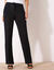 Rechte broek in effen crepon (zwart)