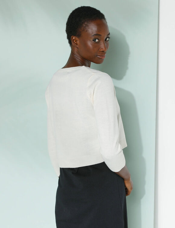 Bolero-vest met knopen, zachte touch (ecru)