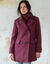 Manteau caban boutonn&eacute; uni (bordeaux)