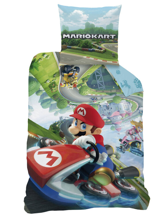 Parure de lit Mario Kart® coton (bleu / vert)