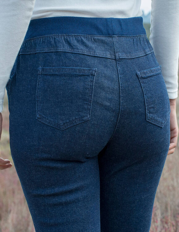 Jean droit "ultra confort" taille &eacute;lastiqu&eacute;e (dark blue)