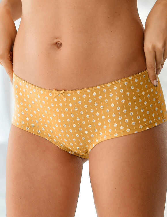 Shorty coton imprimé gamme "graphique" - lot de 4 (noir / miel)