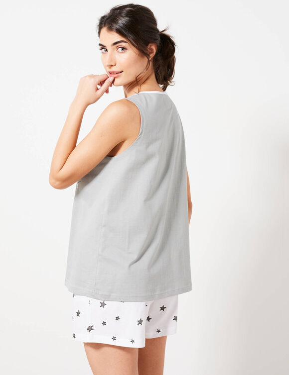 Pyjama short fantaisie ville &eacute;toil&eacute;e (gris)