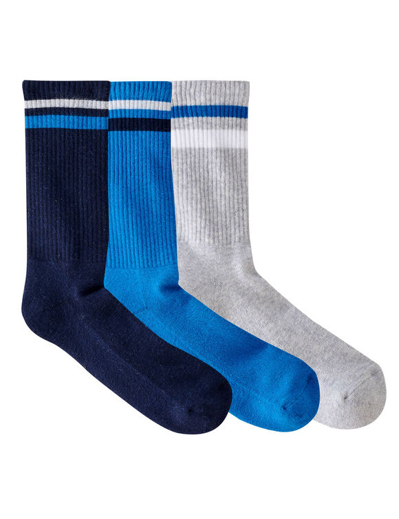 Chaussettes c&ocirc;tel&eacute;es - lot de 3 paires (bleu)