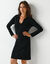 Robe pull fine jauge, col polo et poches (noir)