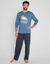 Katoenen pyjama bedrukt met een boodschap, lange mouwen (blauw / grijs)