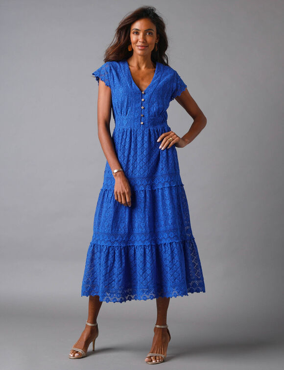 Robe longue dentelle macramé (bleu)