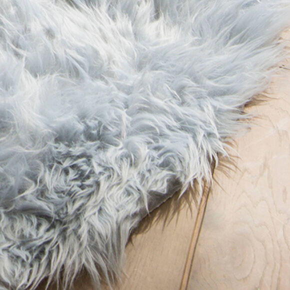 Tapis rond poils longs (bleu glacier)