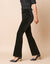 Bootcut legging met elastische taille, in velourstricot (zwart)