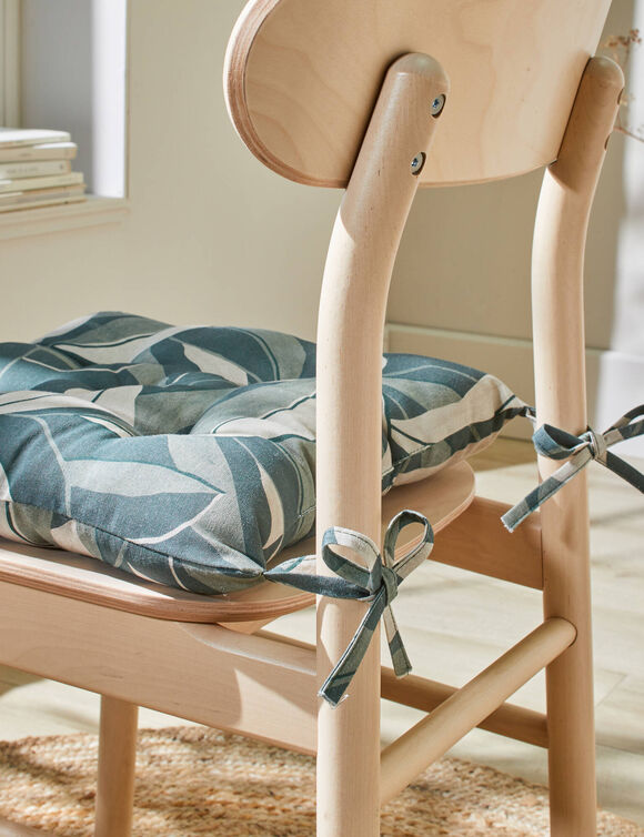 Galette de chaise carr&eacute;e imprim&eacute;e feuillage - lot de 2 (vert)