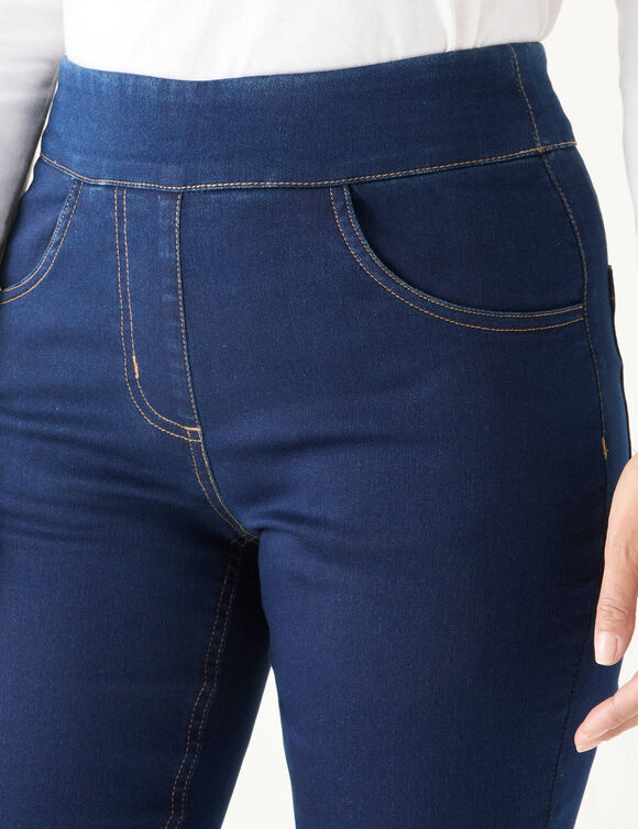 Jegging droit ultra stretch, maille effet jean (dark blue)
