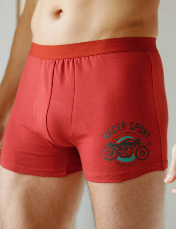 Boxer coton impression placé - lot de 2 (rouille)