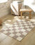 Tapis décoratif motif damier (taupe / sable)