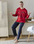 Pyjama met lange mouwen, "fabuleux" print (rood / marine)