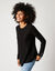 Trui in patenttricot met uitlopend model met zachte touch (zwart)