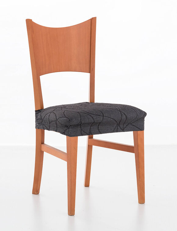 Housse extensible motif jacquard "serpentins" sp&eacute;ciale assise de chaise - lot de 2 (gris)
