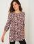 Soepele tuniek met bloemenprint, 3/4-mouwen (zwart / rood)