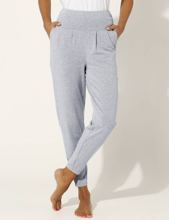 Yogabroek in tricot met comfortabel model (chiné grijs)