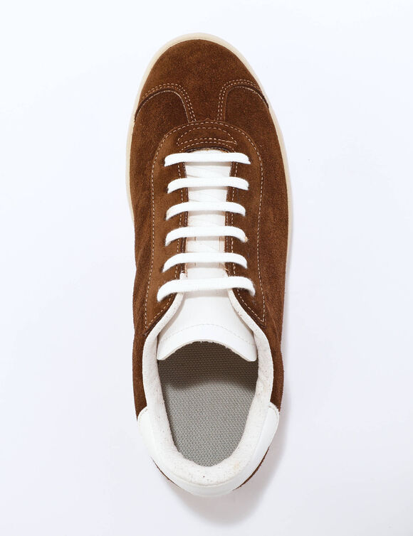 Vintage sneakers in splitleer, gekleurd (chocolade)