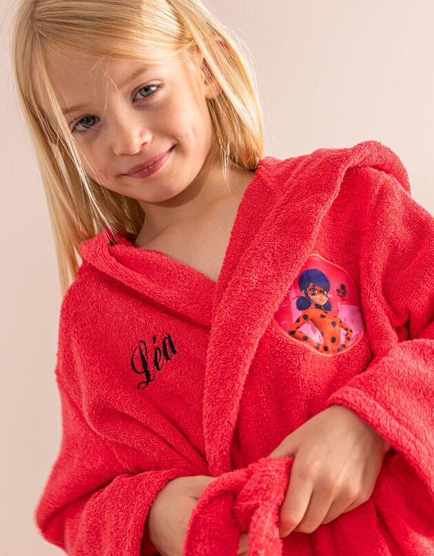 Peignoir de bain enfant Miraculous® personnalisable, éponge coton - 380g/m2 (rose)